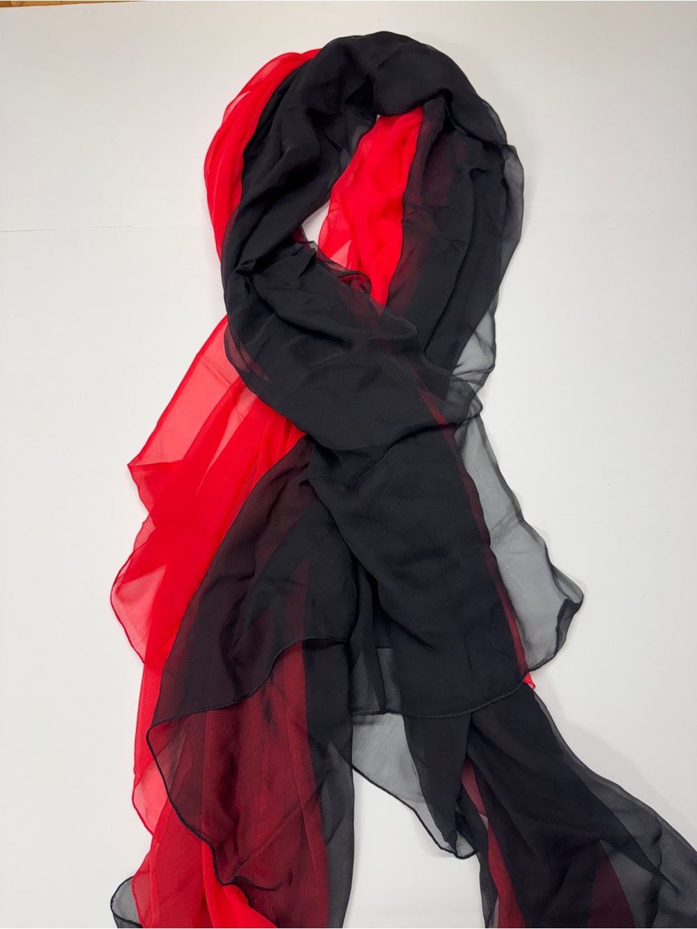 2 Piece Black and Red Lightweight Women's Chiffon Scarves